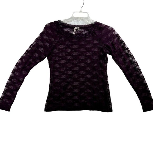 Mudd Lace Henley L Top SA Deep Red ASO Katherine Pierce The Vampire Diaries Y2K - Picture 6 of 11